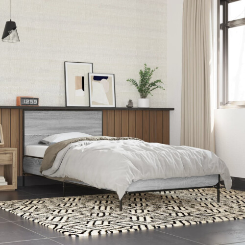 Berkfield Bed Frame without Mattress Grey Sonoma 75x190 cm Small Single