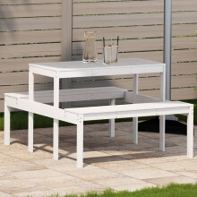 Berkfield Picnic Table White 110x134x75 cm Solid Wood Pine