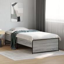 Berkfield Bed Frame without Mattress Grey Sonoma 75x190 cm Small Single