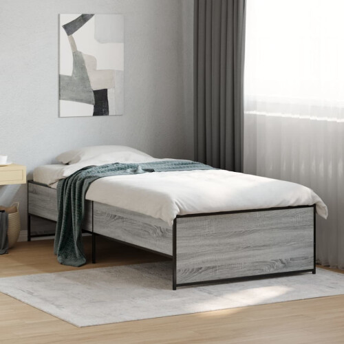 Berkfield Bed Frame without Mattress Grey Sonoma 75x190 cm Small Single