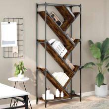 Berkfield Bookcase Smoked Oak 79x30x180 cm Engineered Wood and Metal