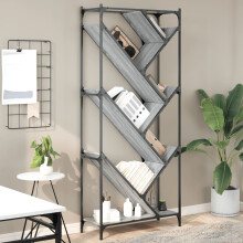 Berkfield Bookcase Grey Sonoma 79x30x180 cm Engineered Wood and Metal