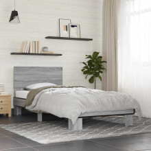 Berkfield Bed Frame without Mattress Grey Sonoma 75x190 cm Small Single