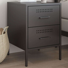 Berkfield Bedside Cabinet Black 36x39x50.5 cm Steel