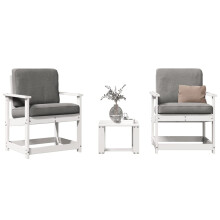 Berkfield 3 Piece Garden Lounge Set White Solid Wood Pine