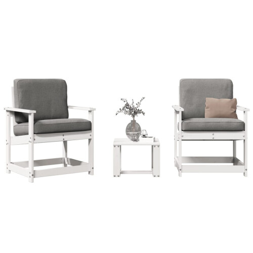 Berkfield 3 Piece Garden Lounge Set White Solid Wood Pine
