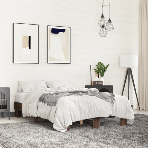 Berkfield Bed Frame without Mattress Brown Oak 135x190 cm Double