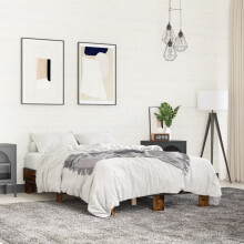 Berkfield Bed Frame without Mattress Smoked Oak 140x200 cm