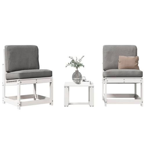 Berkfield 3 Piece Garden Lounge Set White Solid Wood Pine