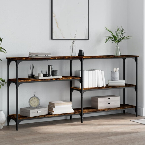 Berkfield Console Table Smoked Oak 160x29x75 cm Engineered Wood