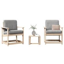 Berkfield 3 Piece Garden Lounge Set Solid Wood Pine