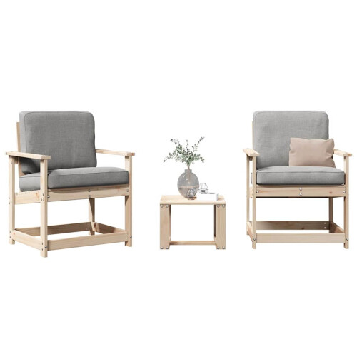 Berkfield 3 Piece Garden Lounge Set Solid Wood Pine