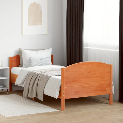Berkfield Bed Frame without Mattress Wax Brown 90x200 cm Solid Wood Pine