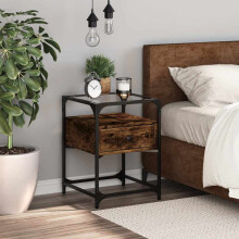 Berkfield Bedside Cabinet Smoked Oak 40x40x55 cm Engineered Wood