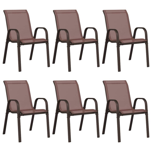 Berkfield Stackable Garden Chairs 6 pcs Brown Textilene Fabric 1