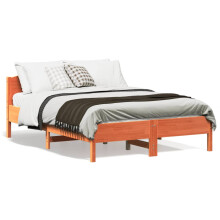 Berkfield Bed Frame without Mattress Wax Brown 120x190 cm Small Double Solid Wood Pine