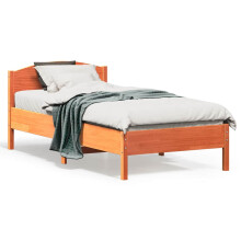 Berkfield Bed Frame without Mattress Wax Brown 75x190 cm Small Single Solid Wood Pine