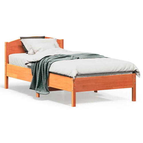 Berkfield Bed Frame without Mattress Wax Brown 75x190 cm Small Single Solid Wood Pine