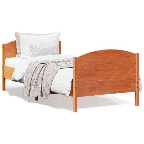 Berkfield Bed Frame without Mattress Wax Brown 75x190 cm Small Single Solid Wood Pine