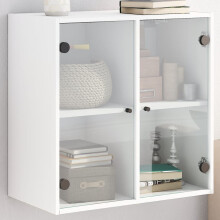Berkfield Wall Cabinet with Glass Doors White 68x37x68.5 cm