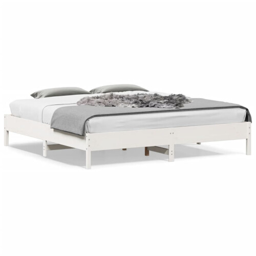 Berkfield Bed Frame without Mattress White 180x200 cm Super King Solid Wood Pine