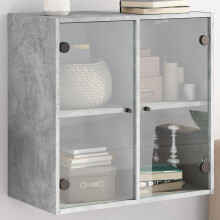 Berkfield Wall Cabinet with Glass Doors Concrete Grey 68x37x68.5 cm