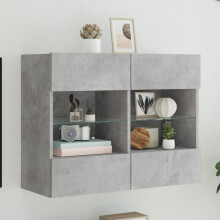 Berkfield TV Wall Cabinet with LED Lights Concrete Grey 78.5x30x60.5 cm