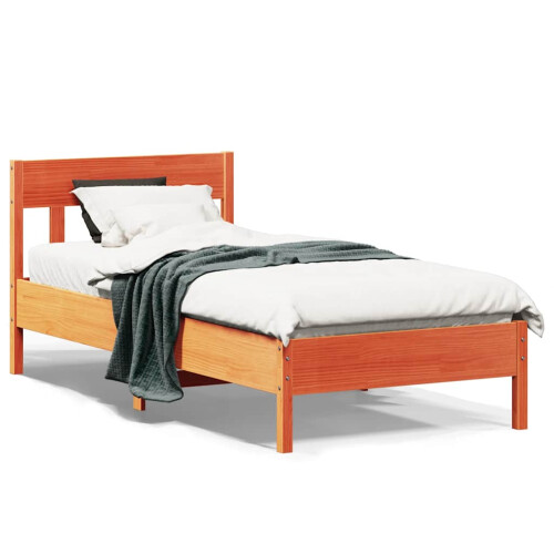 Berkfield Bed Frame without Mattress Wax Brown 75x190 cm Small Single Solid Wood Pine