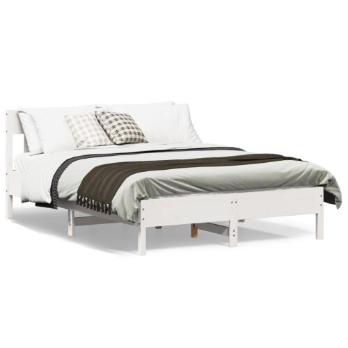 Berkfield Bed Frame without Mattress White 150x200 cm King Size Solid Wood Pine