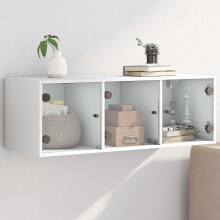 Berkfield Wall Cabinet with Glass Doors White 102x37x35 cm