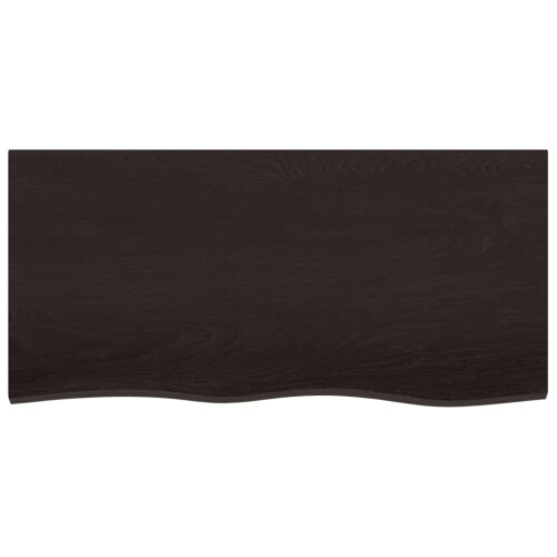 Berkfield Bathroom Countertop Dark Brown 100x50x(2-4) cm Treated Solid Wood 2