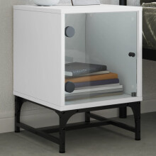 Berkfield Bedside Cabinet with Glass Door White 35x37x50 cm