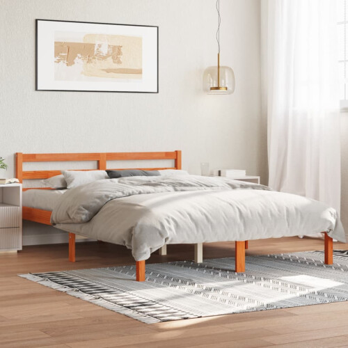 Berkfield Bed Frame without Mattress Wax Brown 120x190 cm Small Double Solid Wood Pine