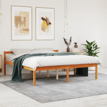 Berkfield Senior Bed without Mattress Wax Brown 150x200 cm King Size Solid Wood Pine