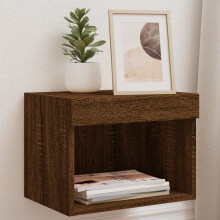 Berkfield Bedside Cabinets with LED Lights Wall-mounted 2 pcs Brown Oak