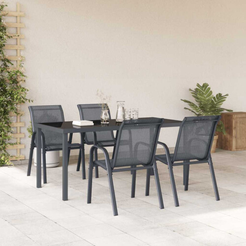 Berkfield Stackable Garden Chairs 4 pcs Grey Textilene Fabric 2