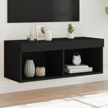 Berkfield TV Cabinet with LED Lights Black 80x30x30 cm