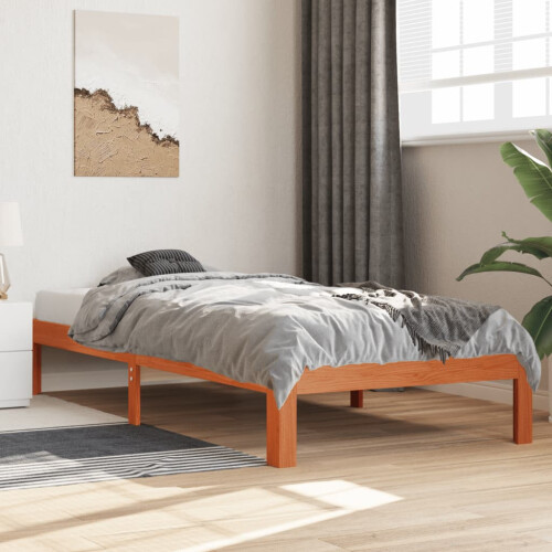 Berkfield Bed Frame without Mattress Wax Brown 100x200 cm Solid Wood Pine