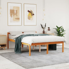 Berkfield Senior Bed without Mattress Wax Brown 135x190 cm Double Solid Wood Pine