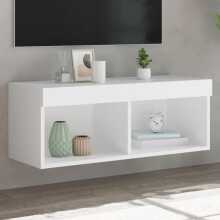 Berkfield TV Cabinet with LED Lights White 80x30x30 cm