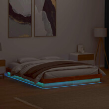 Berkfield LED Bed Frame without Mattress Wax Brown 150x200 cm King Size Solid Wood