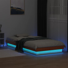 Berkfield LED Bed Frame without Mattress Wax Brown 100x200 cm Solid Wood
