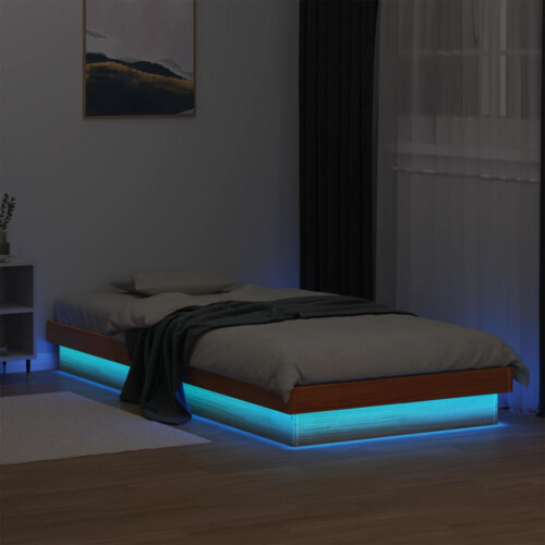 Berkfield LED Bed Frame without Mattress Wax Brown 100x200 cm Solid Wood