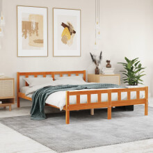 Berkfield Bed Frame without Mattress Wax Brown 150x200 cm King Size Solid Wood Pine