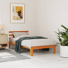 Berkfield Bed Frame without Mattress Wax Brown 75x190 cm Small Single Solid Wood Pine