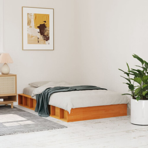 Berkfield Bed Frame without Mattress Wax Brown 100x200 cm Solid Wood Pine