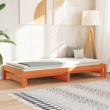 Berkfield Day Bed with Trundle without Mattress Wax Brown 90x200 cm