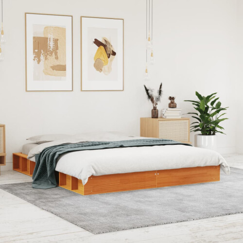 Berkfield Bed Frame without Mattress Wax Brown 150x200 cm King Size Solid Wood Pine