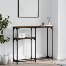 Berkfield Console Table Smoked Oak 90x22.5x75 cm Engineered Wood