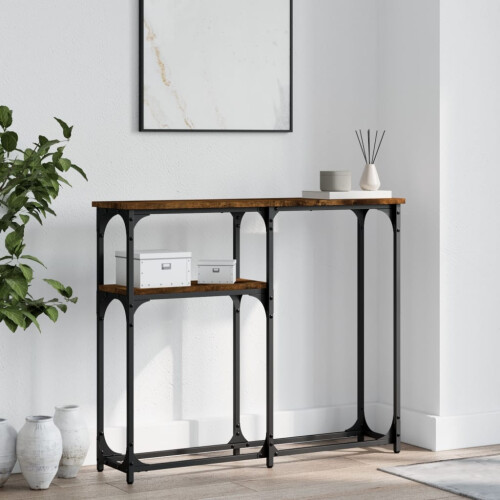 Berkfield Console Table Smoked Oak 90x22.5x75 cm Engineered Wood